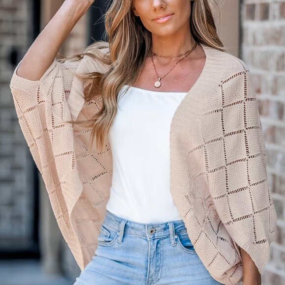 Cupshe Beige Open Front Dolman Sleeve Cardigan | Size S | NWT - Picture 3 of 4